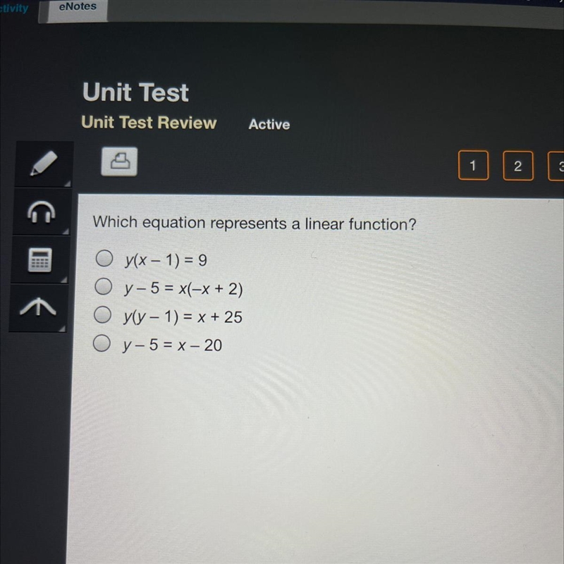 Which equation represents a linear equation-example-1