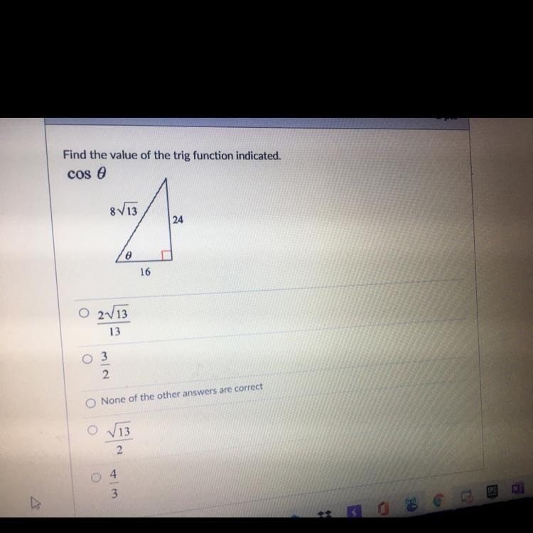 Find the value of the trig function indicated-example-1