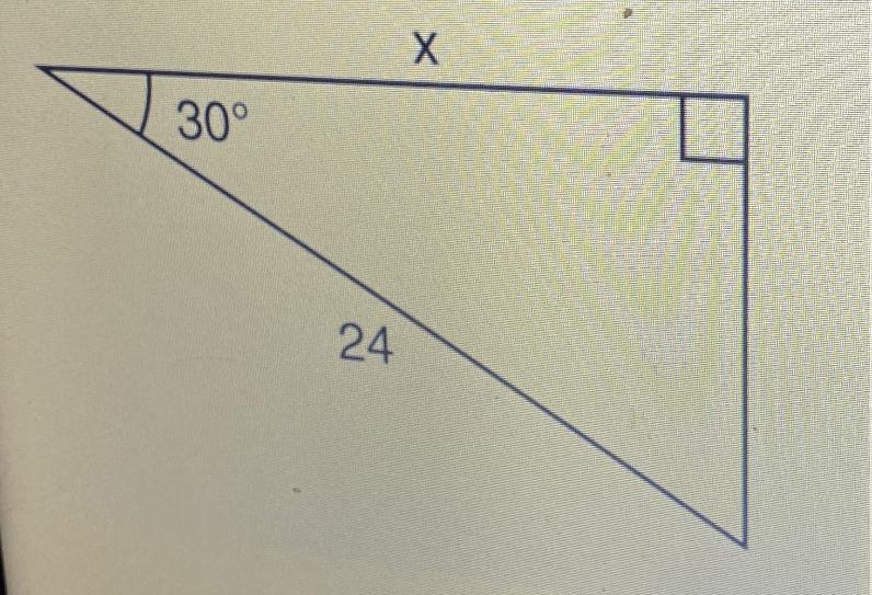 1. In the right triangle shown below, determine the value of x. (Round to the nearest-example-1