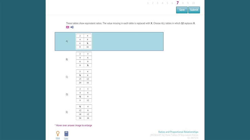 These tables show equivalent ratios. The value missing in each table is replaced with-example-1