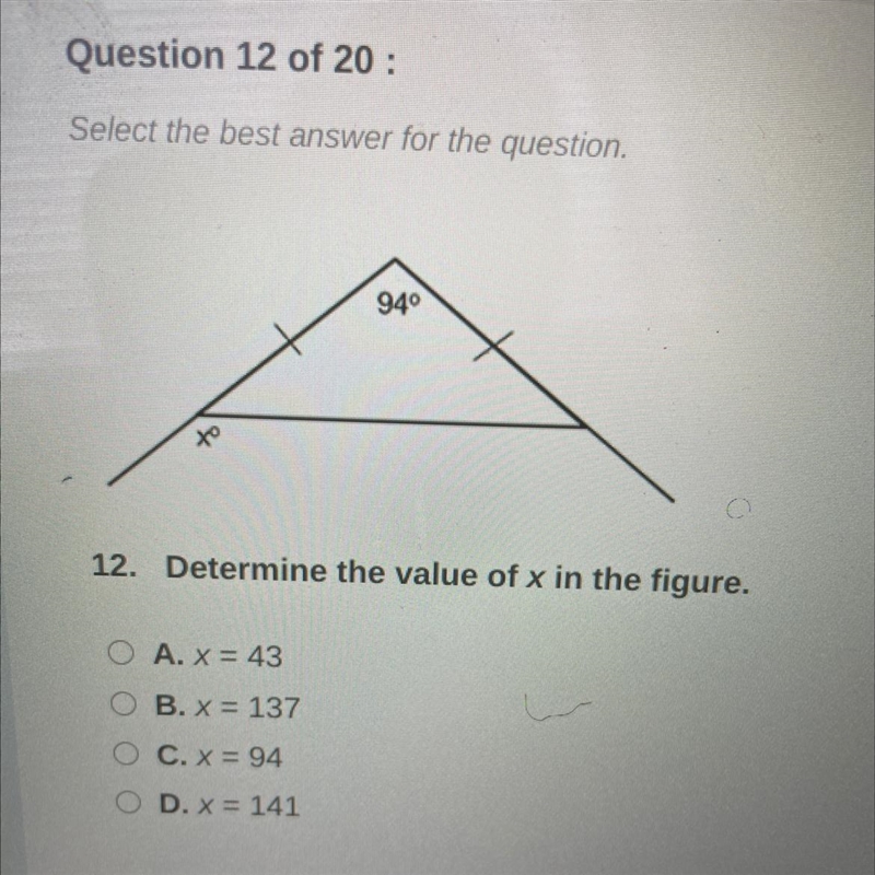 Determine the value of x in the figure-example-1