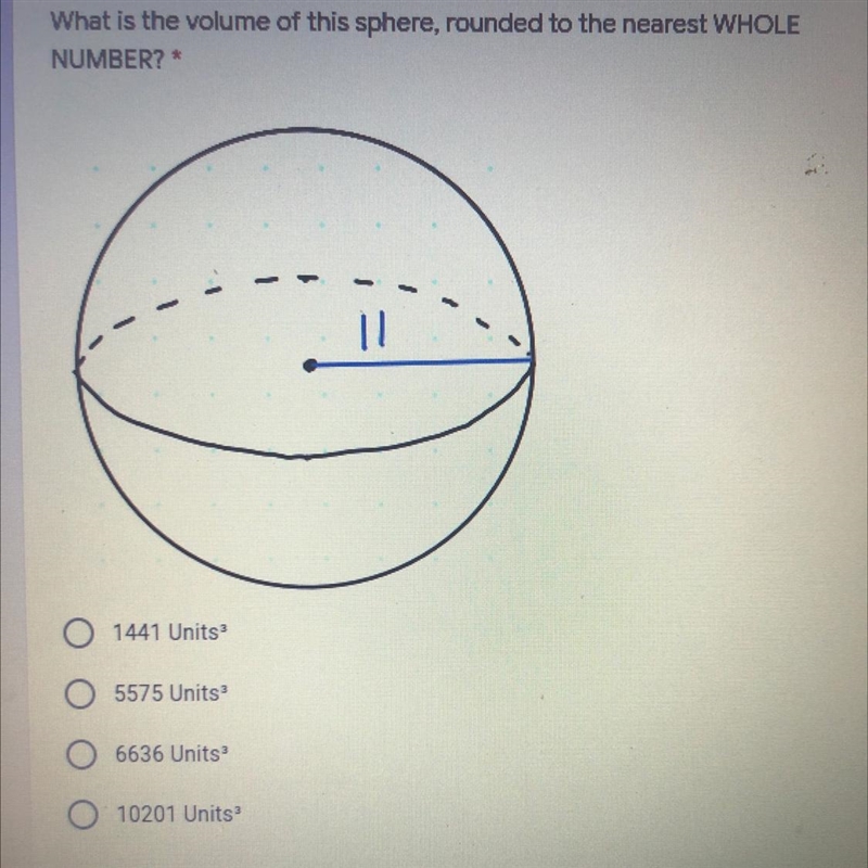 What is the volume of this sphere, rounded to the nearest WHOLE NUMBER?-example-1