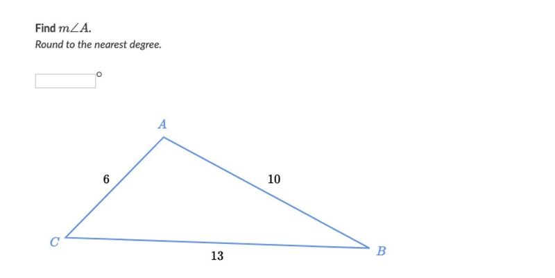 Find m\angle Am∠Am, angle, A. Round to the nearest degree.-example-1