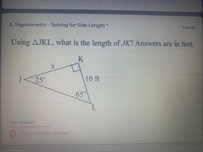 Using AJKL, what is the length of JK? Answers are in feet. NEED HELP ASAP-example-1