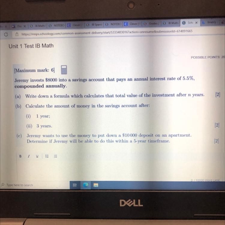 POSSIBLE POINTS: 20 [Maximum mark: 6] 6.3 Given that y = 2p - 9 (a) Find the exact-example-1