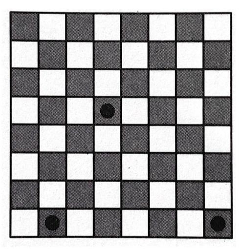 The checker piece near the middle of the board can move diagonally in any directions-example-1