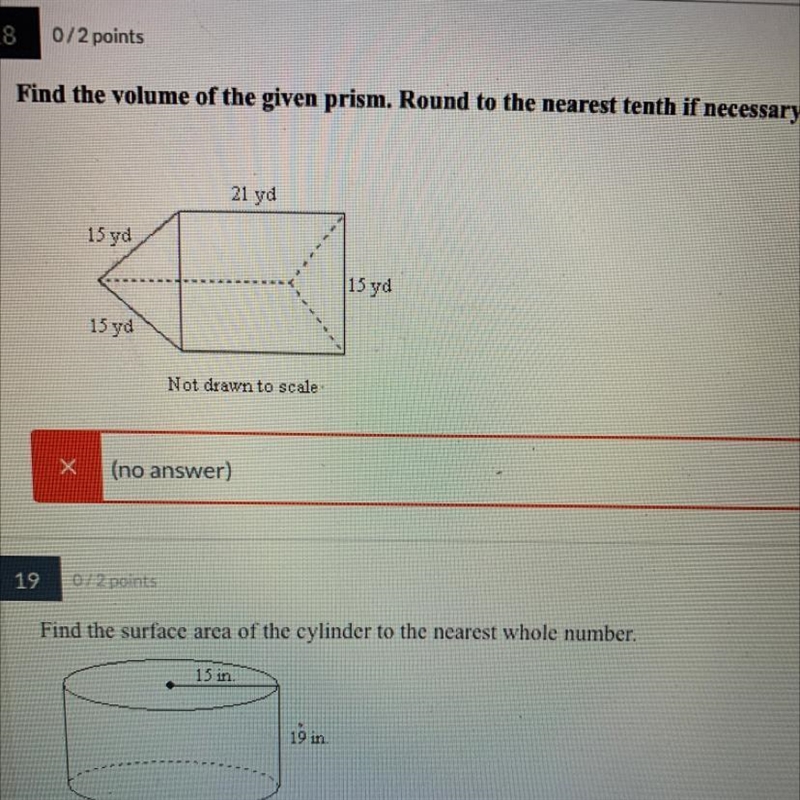 Find the volume of the given prism. Round to the nearest tenth if necessary. Find-example-1