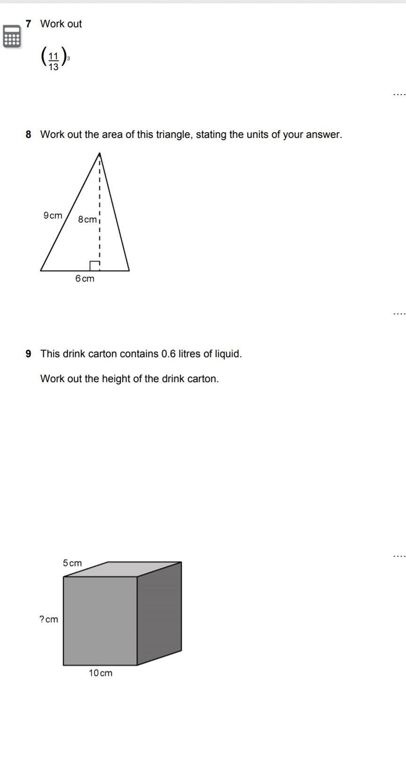 Work out the area of this triangle, stating the units of your answer.​-example-1