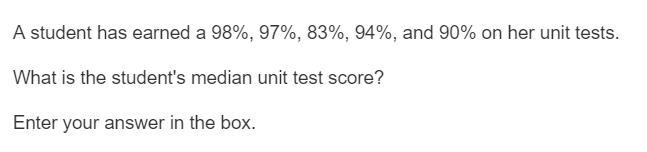 Item 2 A student has earned a 98%, 97%, 83%, 94%, and 90% on her unit tests. What-example-1