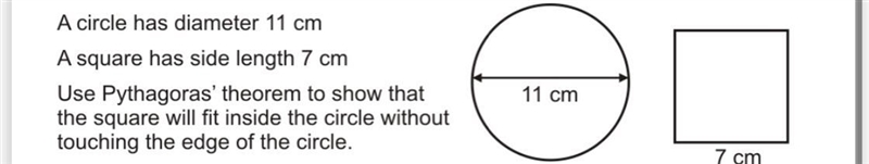 A circle has diameter 11 cm Pythagoras theorem Please answer will mark BRAINELIST-example-1