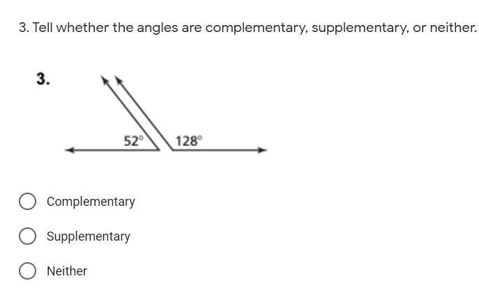 Tell whether the angles are complementary, supplementary, or neither.-example-1