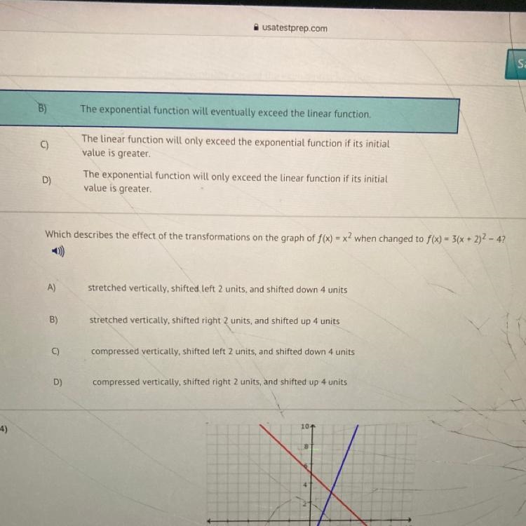 Which describes the effect of the transformations on the graph of f(x) = x^2 when-example-1