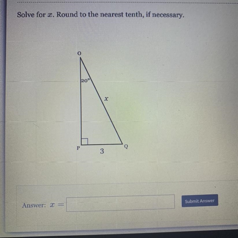 Solve for x. Round to the nearest tenth, if necessary.-example-1