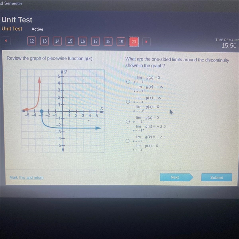 Review the graph of piecewise function g(x).-example-1