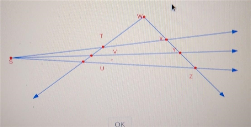 Name two rays that contain the following line segments: __ TV __ XZ​-example-1