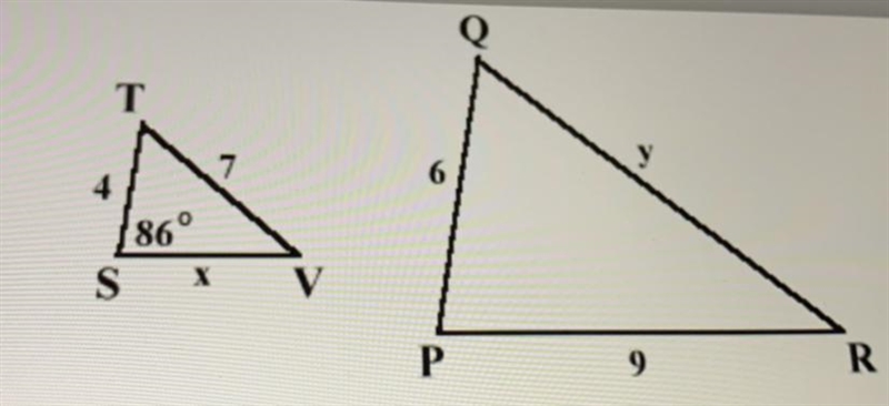 Help me!!! I need to find the scale factor. Solve for x and y-example-1