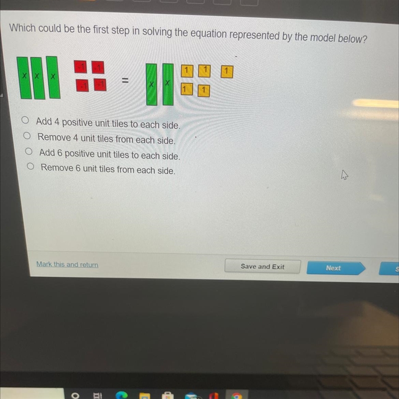 Which could be first step in solving the equation represented by the model-example-1