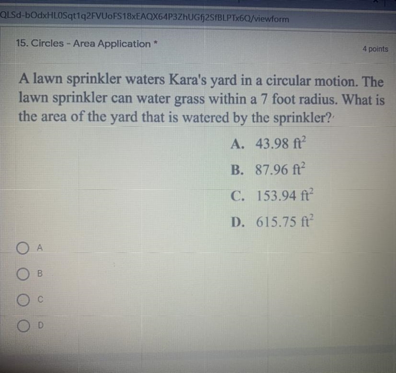 A lawn sprinkler waters Kara's yard in a circular motion. The lawn sprinkler can water-example-1