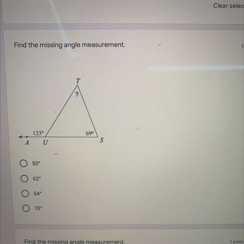 Find the missing angle measurement.-example-1