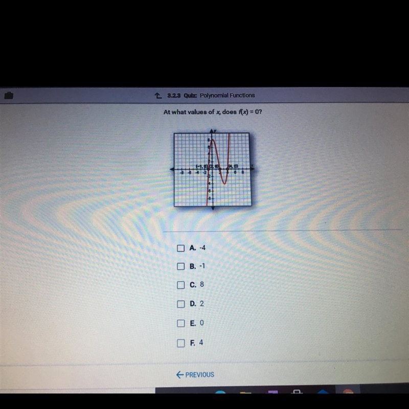 A. -4 B. -1 C. 8 D. 2 O E.O F. 4-example-1