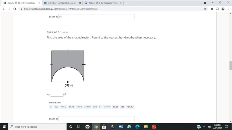 Find the area of the shaded region-example-1