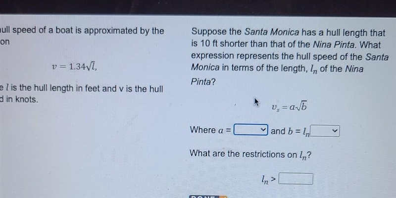 The hull speed of a boat is approximated by the function where l is the hull length-example-1