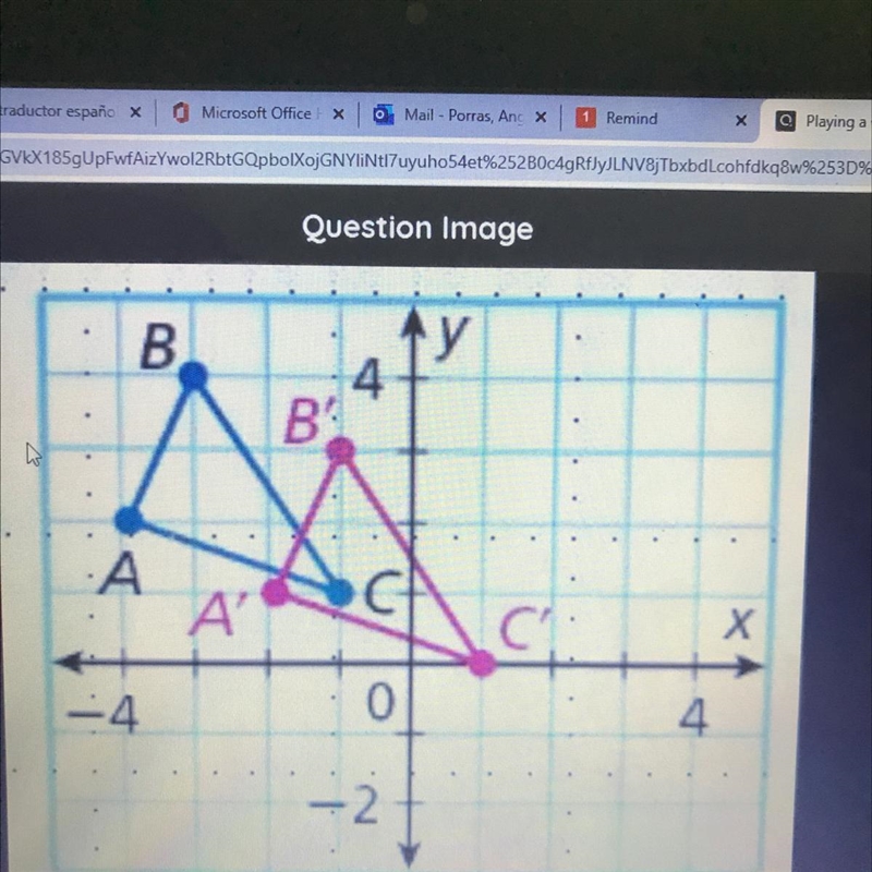 Write a rule for the translation. A) (x-1, y+2) B) (x-2, y+1) C) (x+2, y-1) D) (x-example-1