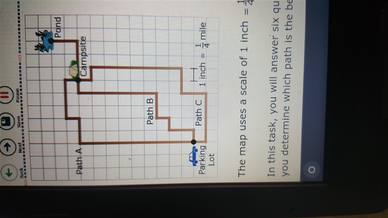 What is the distance if each path in miles?-example-1