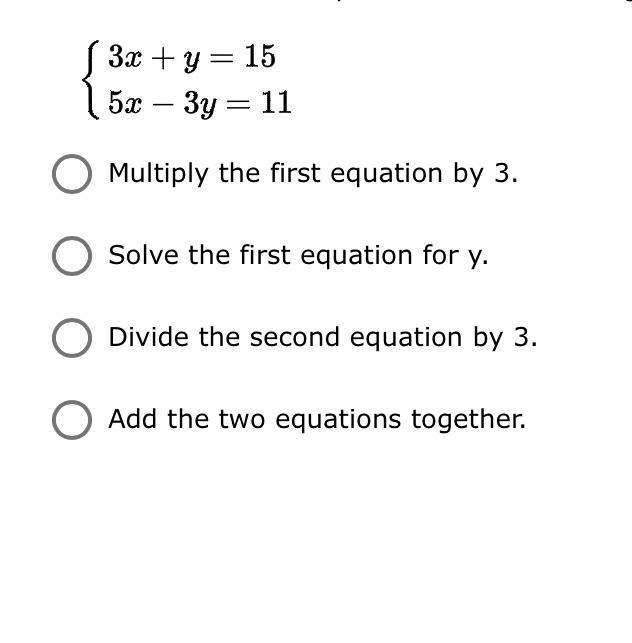 What is the first step to solve the following system of equations using substitution-example-1