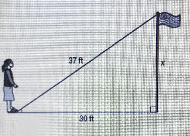 An observer is standing 30 feet from a flagpole. She is looking at the top of the-example-1