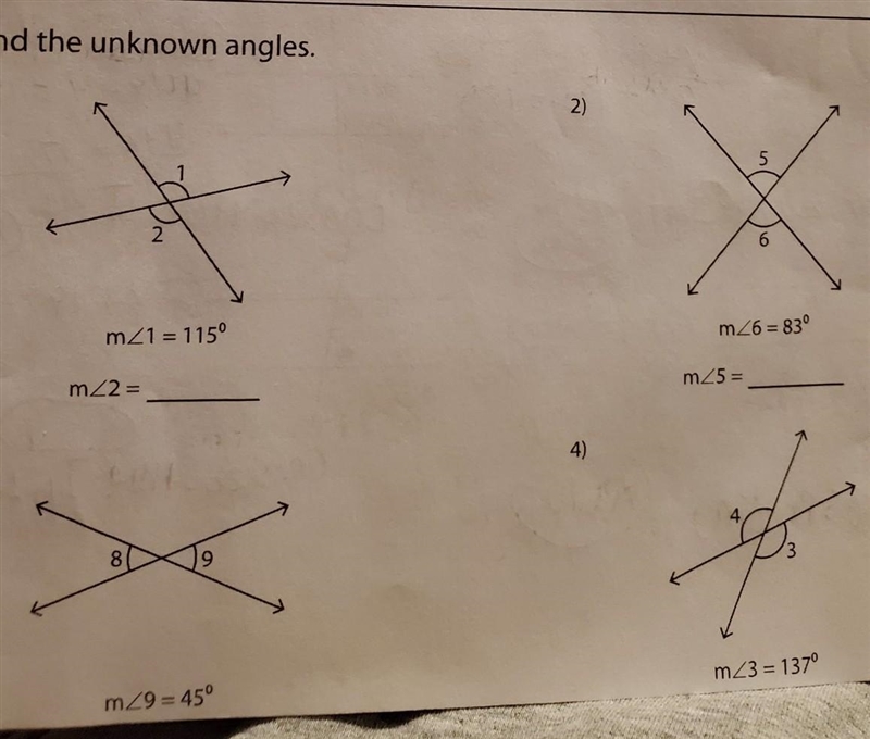 Vertical Angles Find the unknown angles. i don't know how to do these help me understand-example-1