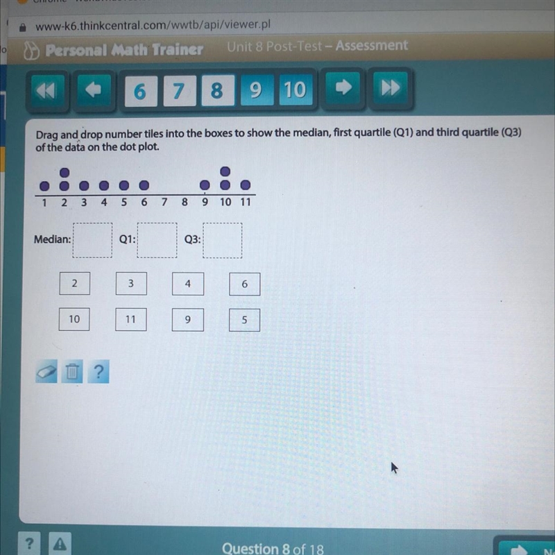 Drag and drop number tiles into the boxes to show the median, first quartile (Q1) and-example-1