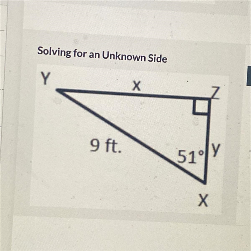 Find the length of side y. y=_ft-example-1