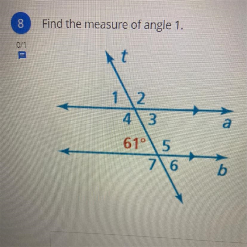 Find the the measure of angle 1-example-1