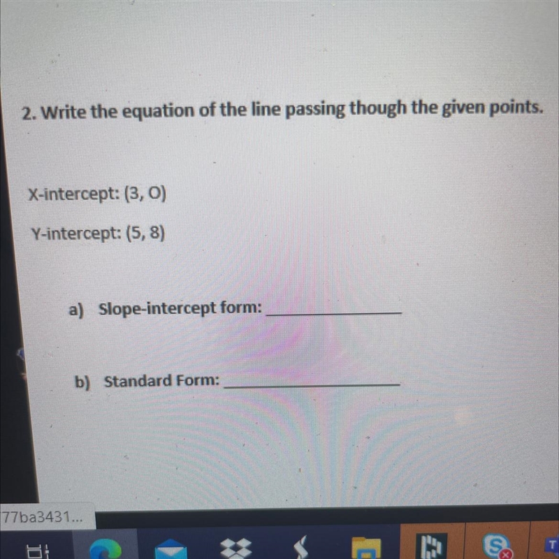 Write the equation of the line passing through the given points.-example-1