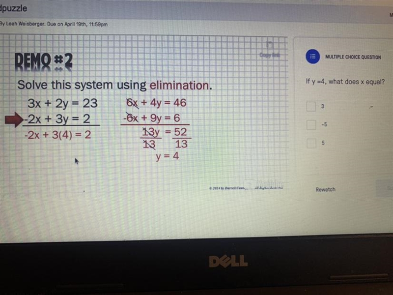 If y=4, what does x equal??-example-1