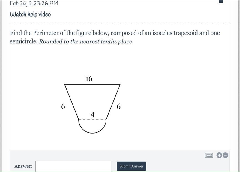 Find the Perimeter of the figure below, composed of an isoceles trapezoid and one-example-1