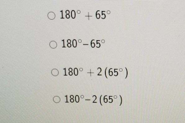 In an isosceles triangle, the base angles measure 65°. Which of the following expressions-example-1