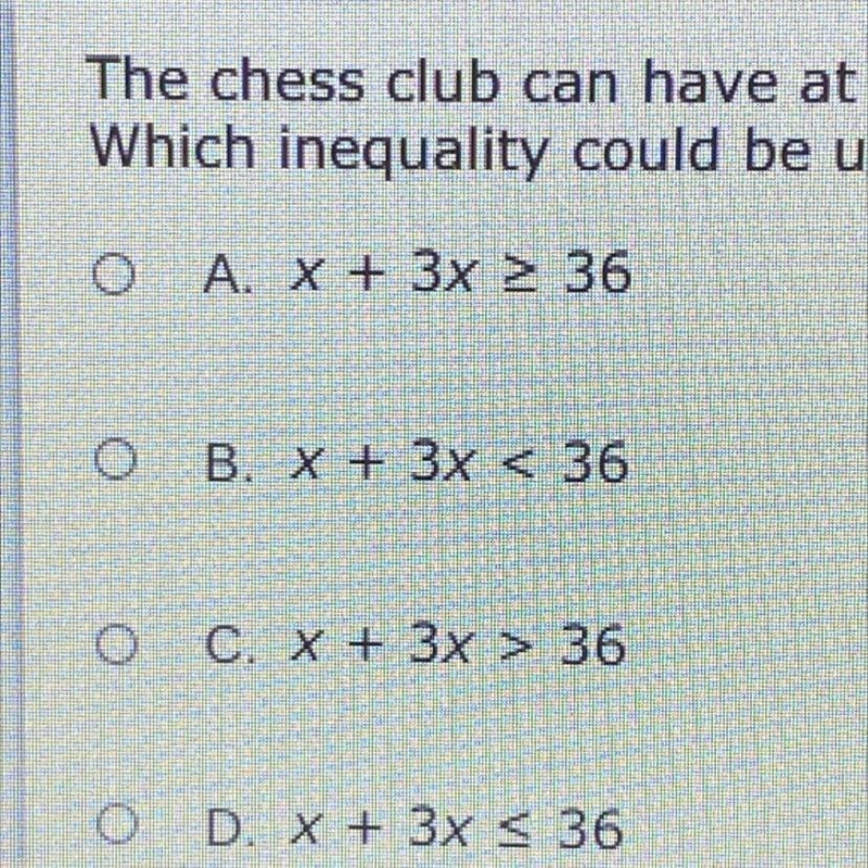 The chess club can have at most 36 members. There are 3 times as many boys as girls-example-1