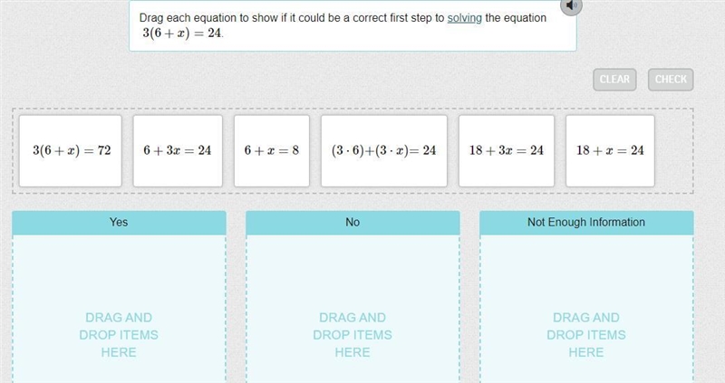 PLEASE HELP! Drag each equation to show if it could be a correct first step to solving-example-1