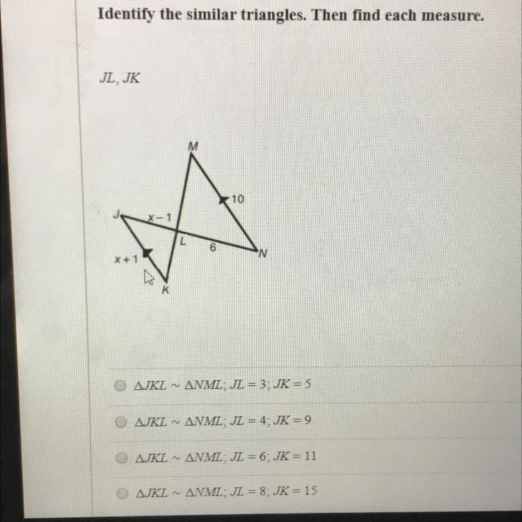 Identify the similar triangles then find each measure.-example-1