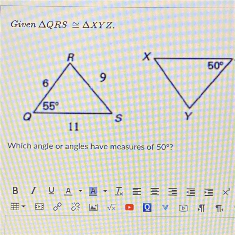 Which angle or angles have measures of 50°?-example-1