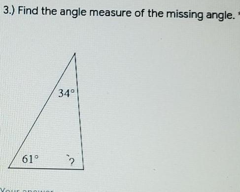 Question:find the angle measure of the missing angle if you can pls explain ​-example-1