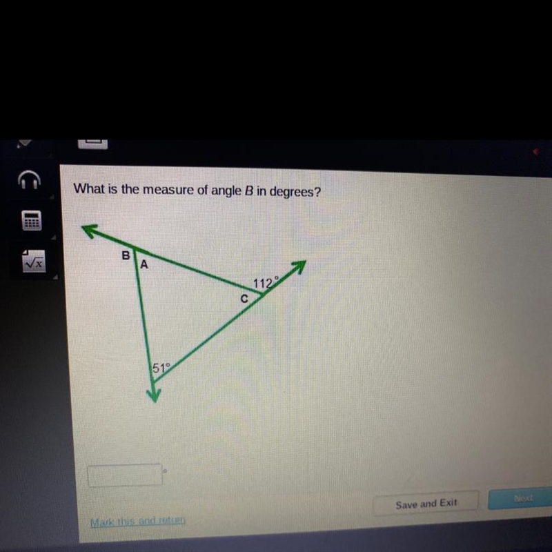 What is the measure of angle B in degrees?-example-1