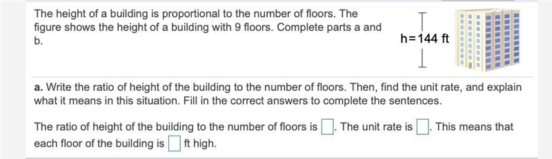 Write the ratio of height of the building to the number of floors.​ Then, find the-example-1