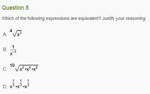 Which of the following expressions are equivalent? Justify your reasoning.-example-1