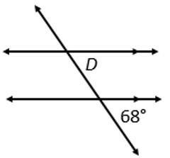 Please help asap!!!What is the value of angle D? Hint: Angle D and the 68° angle are-example-1