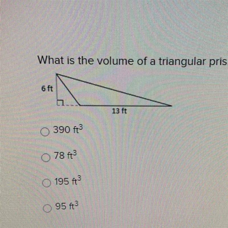 What is the volume of a triangular prism that has a height of 5 feet and a base that-example-1