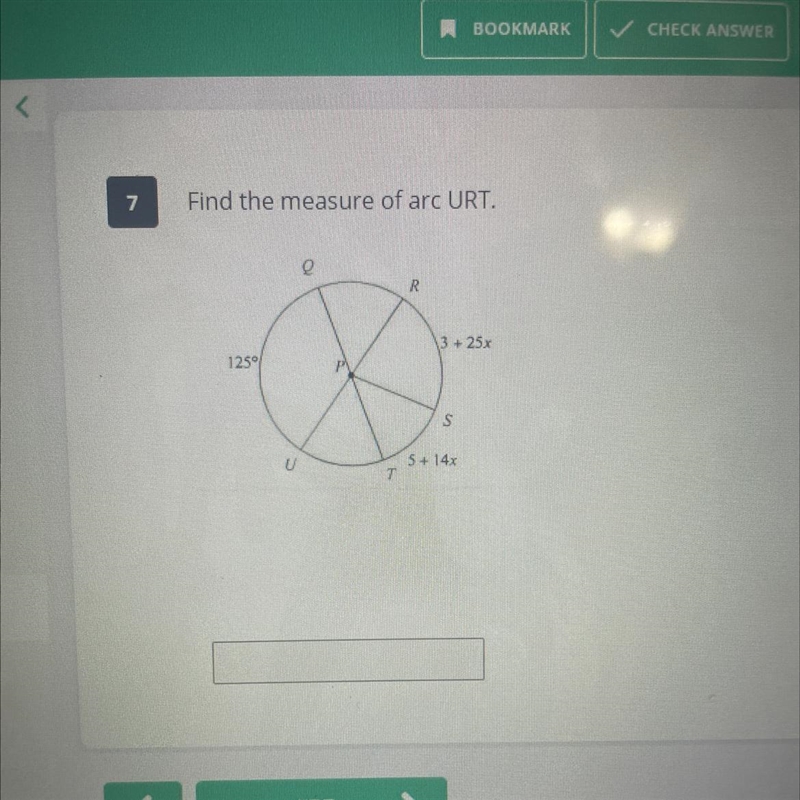 Find the measure of arc URT-example-1