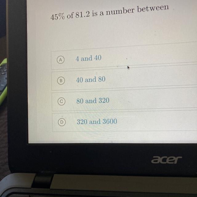 45% of 81.2 is a number between.....-example-1